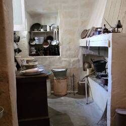 Inside a recreated cave dwelling.
