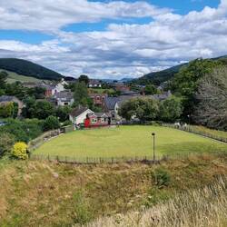 Clun Bowling Club from the castle