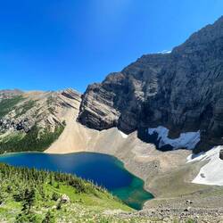 steep down to Alderson Lake