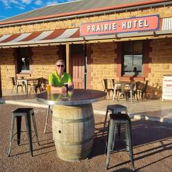 Prairie Hotel Brewery checking out the beers before sun down