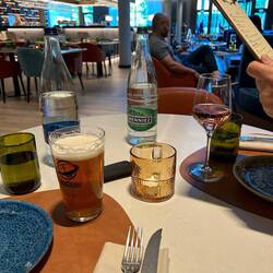 Celebrating our 40th at our hotel in Geneva