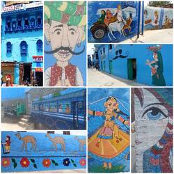 Bemalungen der blauen Häuser (oben links ist unser Hotel)