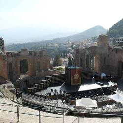 Amphitheatre and Mt Etna in the background.