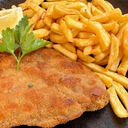 German meatballs and veal Schnitzel and potatoes