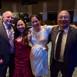 The Anderson School contingent at the wedding - Steph, Lils, Megumi, and I.