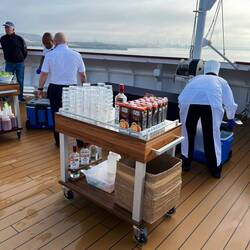 Crew Preparing Drinks as We Enter Locks