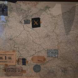 Collage made by a Danish police officer charting his journey through camps in Germany