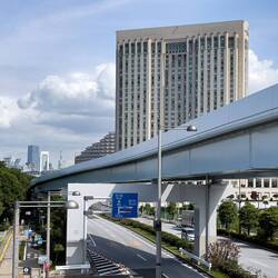 Another glimpse of Tokyo Tower from the Yurikamome Monorail — Tokyo, Japan.
