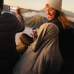 Otto keeping warm at mt bromo