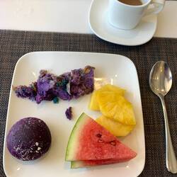 Das Violette ist Ube Pansal und Ube Pudding