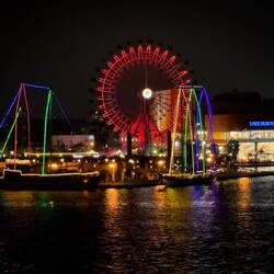 Cheeerful color as we leave our berth — Shimizu, Japan.