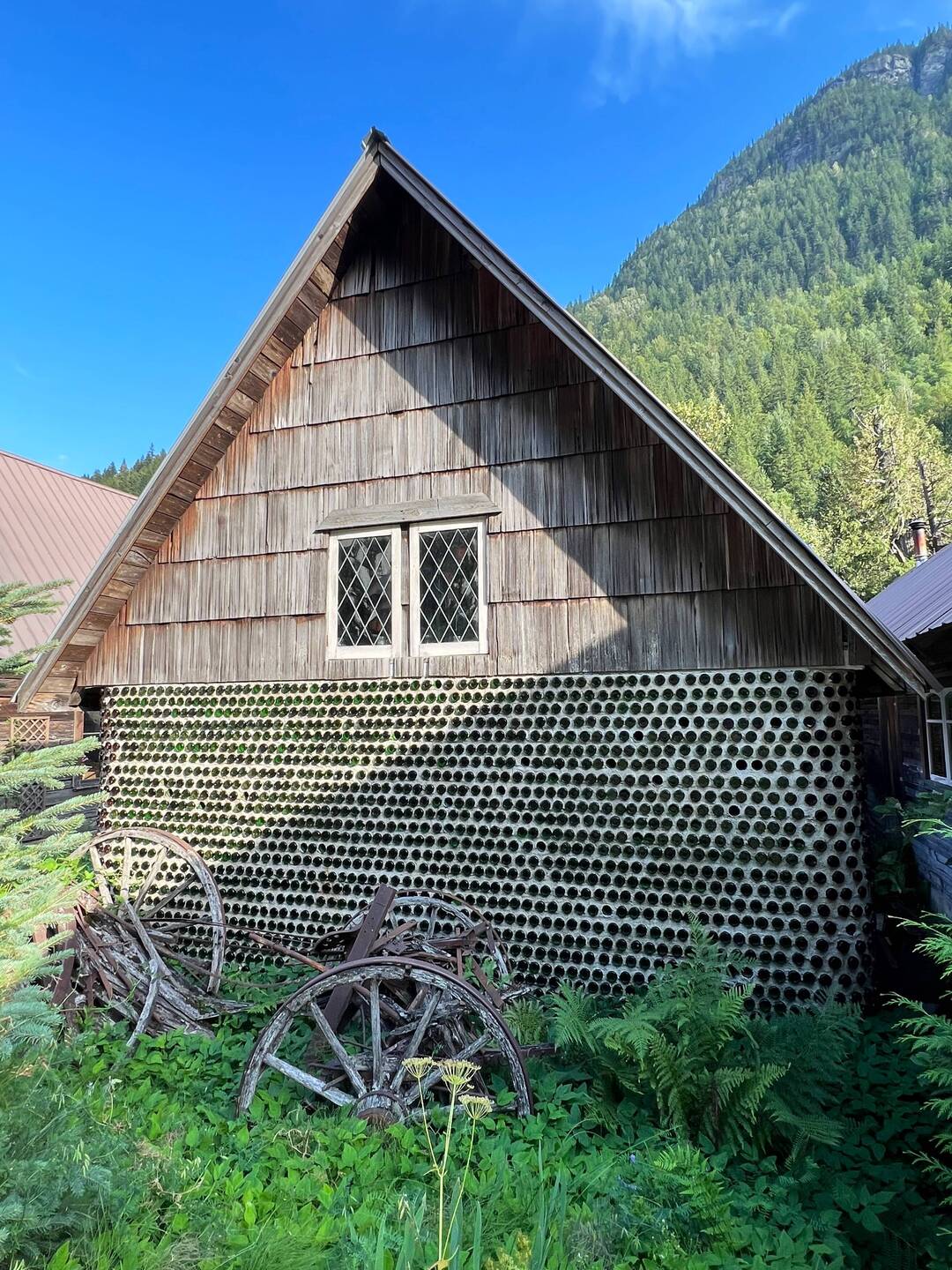 House walks made of glass bottles