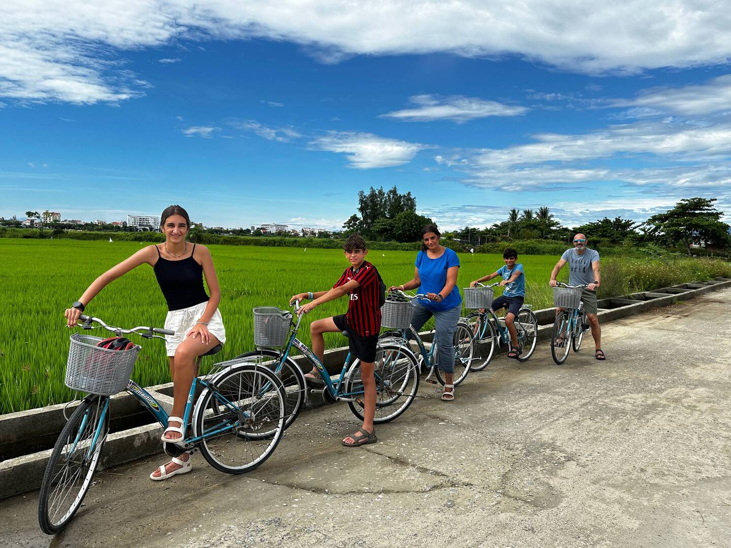 Cycling amidst the paddy fields