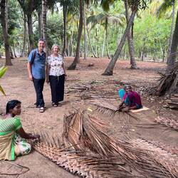 Making shelters with palm tree leaf