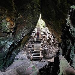 Looking at Phil inside Natural Bridge