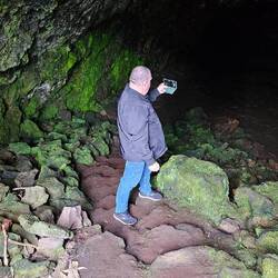 Phil at entrance to Lava Cave