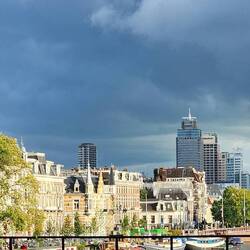 Menacing dark clouds illuminated by late day sun