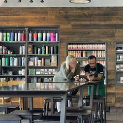 Karen teaching Starbuck's manager "a thing or two" about technology!