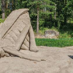 Sandskulptur in Enonkoski: 'Welcome to Fiiiinland'