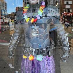 HMV store. Batman showing his colors