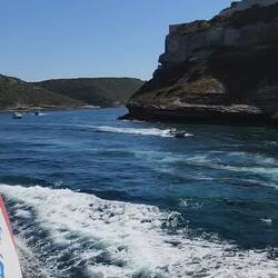 Entering Bonifacio harbour