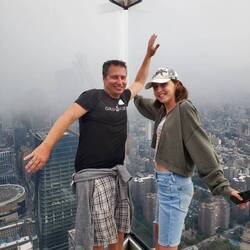 Much easier doing this after our building climb