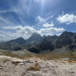 Blick vom Colle Armoine zum Monviso