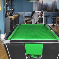 Barber shop with billiard table - superb English idea