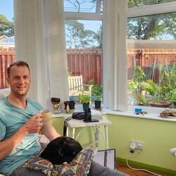 Chilling with Spike after a long day