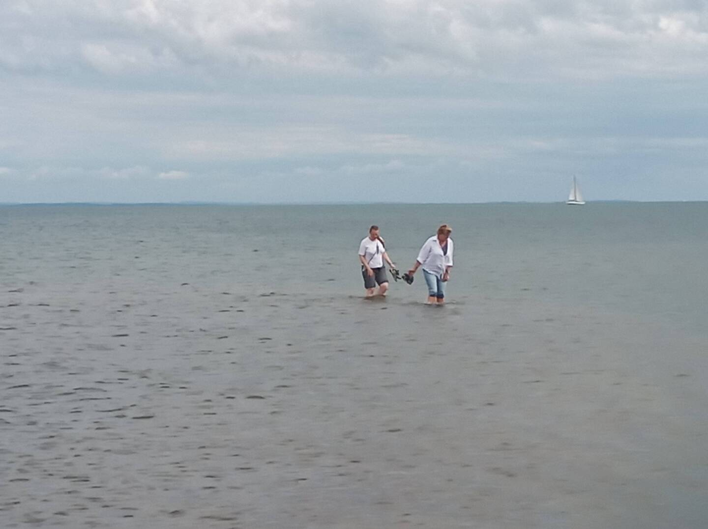 Wir mussten einen kleinen Priel durchwaten.