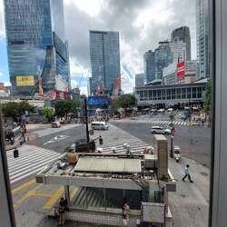 View on the busy Shibuya crossing