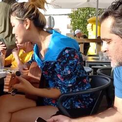 Fun evening. Taiwanese lady busking and Luis