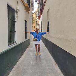 Typical of the many narrow streets in Seville