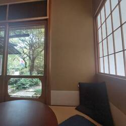 Tea house in the traditional Japanese garden