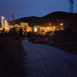 Some industrial works we walked past in the dark this morning.
