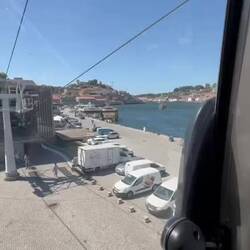 Gaia Cable Car on the banks of the Douro River, in downtown Porto, Portugal. Riding from the lowest