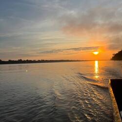 Die aufgehende Sonne über dem Amazonas