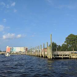 Harbor front with a nice, free for dinghys, town dock
