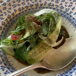 Cucumber with salsa verde