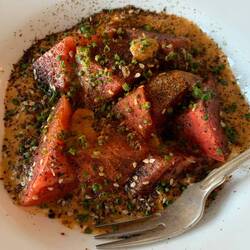 Tomatoes with fish sauce emulsion