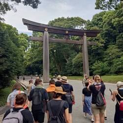 Brama torii prowadząca do świątyni Meiji