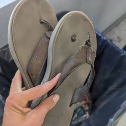 Bought some new cheap sandals at the campground. Darn mice!