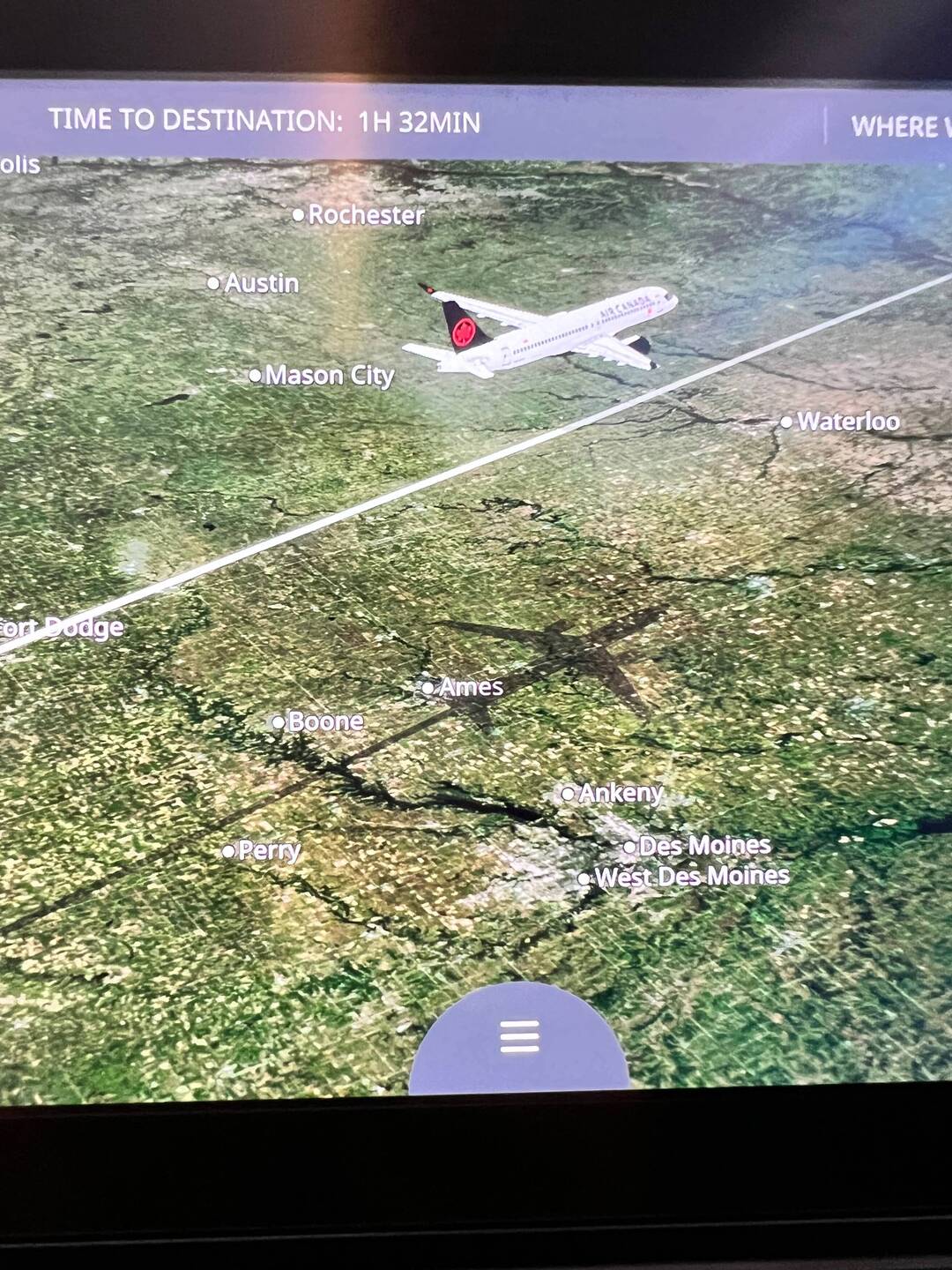 Flying over Akeney, Iowa - hello cousins