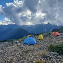 Tents next to Daitenso Mountain Hut