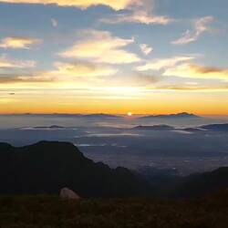 Sunrise next to Daitenso Mountain Hut