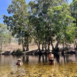 Linda and I having a dip