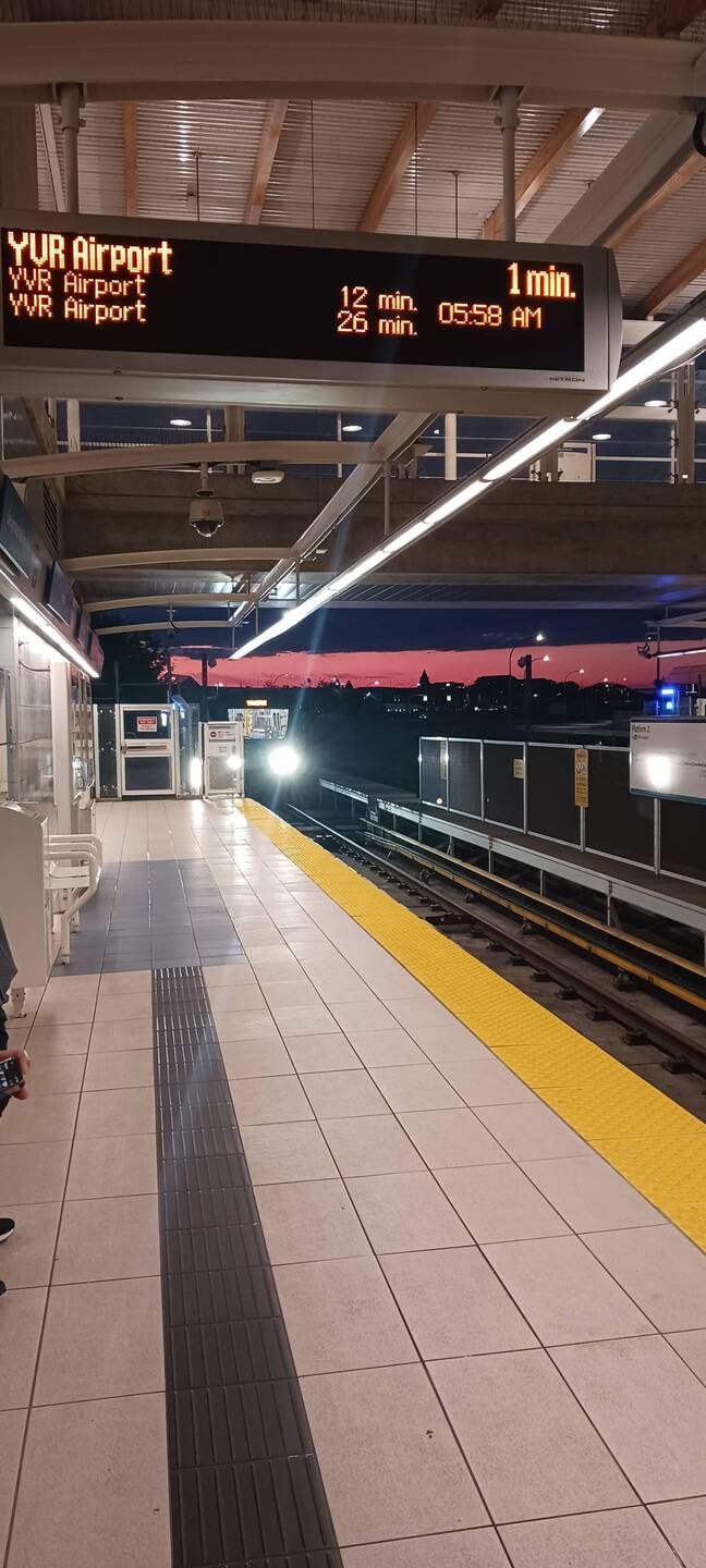 Airport train at sunrise
