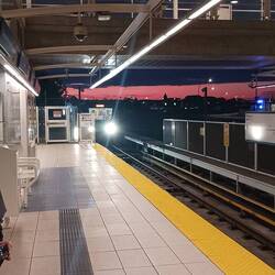 Airport train at sunrise