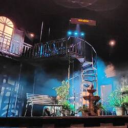 Most of the stage rotated, including the spiral stairs