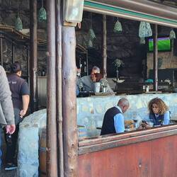 Looking inside the cave restaurant